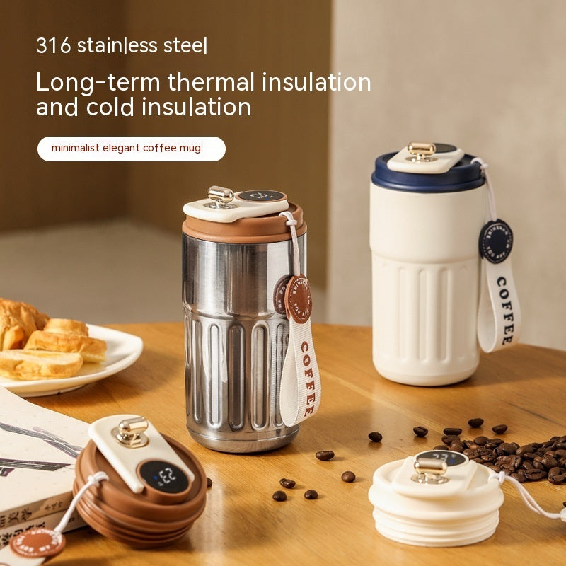 Portable Smart Digital Coffee Bottle — Stainless Steel Insulated Flask for Hot & Cold Drinks
