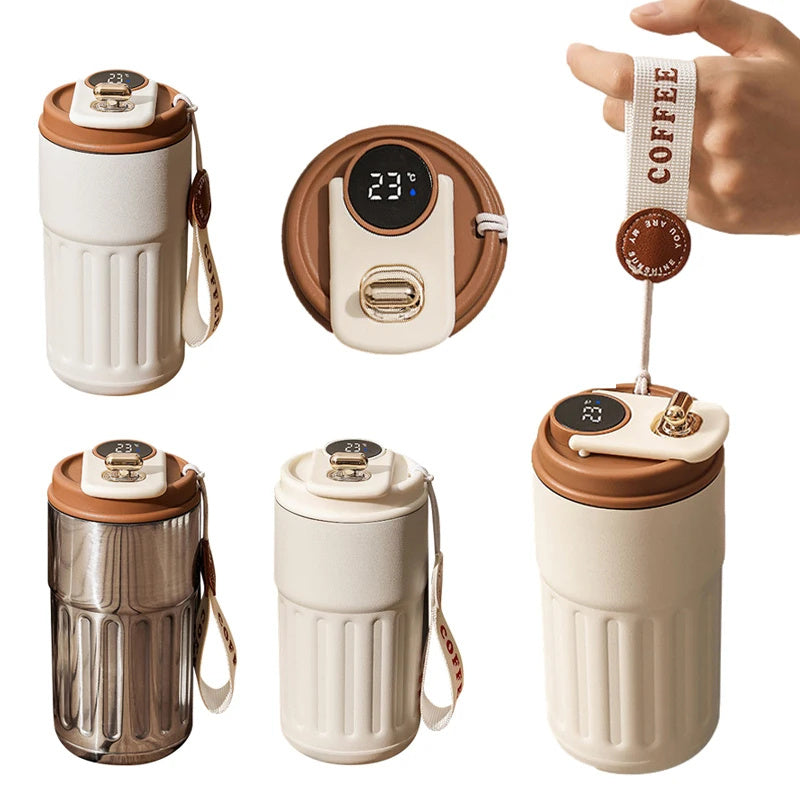 Portable Smart Digital Coffee Bottle — Stainless Steel Insulated Flask for Hot & Cold Drinks