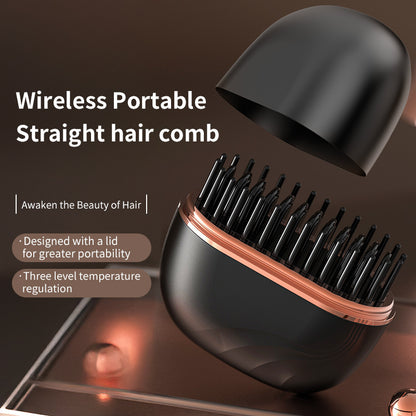 Portable Wireless Mini Hair Straightening Comb — Fast Heating, Safe Hair Care, Travel-Friendly Styler